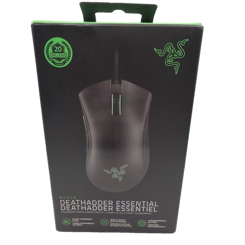 Razer DeathAdder Essential Ergonomic Wired Gaming Mouse - New